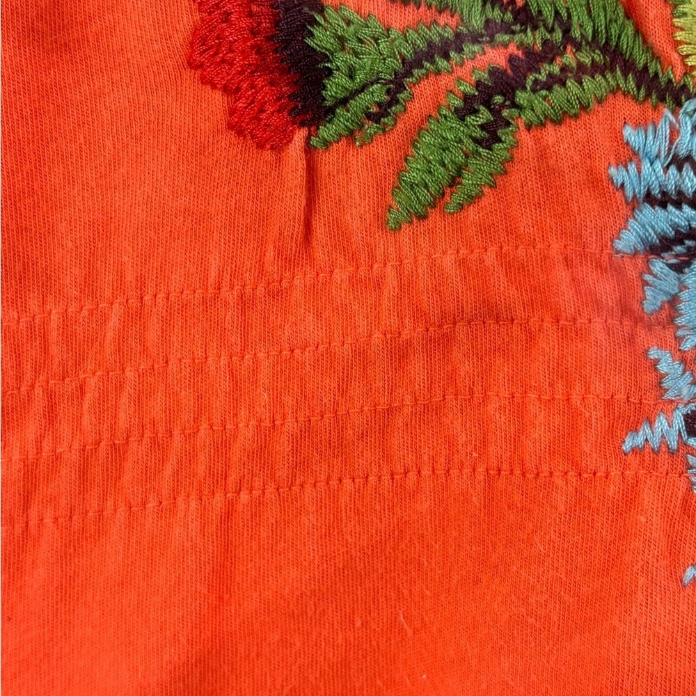 Johnny Was Embroidered Soft Orange Tunic Dress Size S Pockets V-neck Floral - Picture 8 of 13